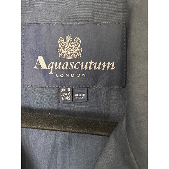 Aquascutum London Women's Navy Blue Classic Belted Coat Made in Italy US Sz 6 - Picture 7 of 9